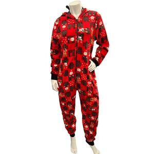 Swomog Women's One Piece Red Fleece Pajama Outfit Christmas Size M